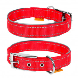 Collar Ошейник DOG Extreme двойной нейлон со светоотражающей вставкой, 40 мм/60-72 см красный (64543)