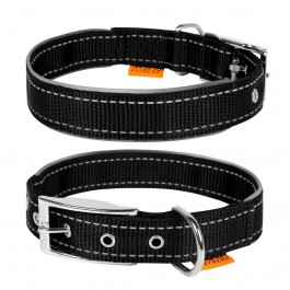 Collar Ошейник Dog Extremе нейлон двойной (ш 15мм, д 27-35см) со светоотражающей вставкой, черный (67021)