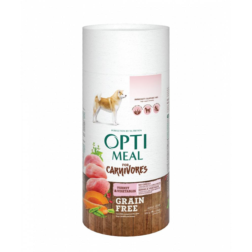 Optimeal Adult Dog Grain Free Carnivores с индейкой и овощами 0,65 кг (4820083905889) - зображення 1