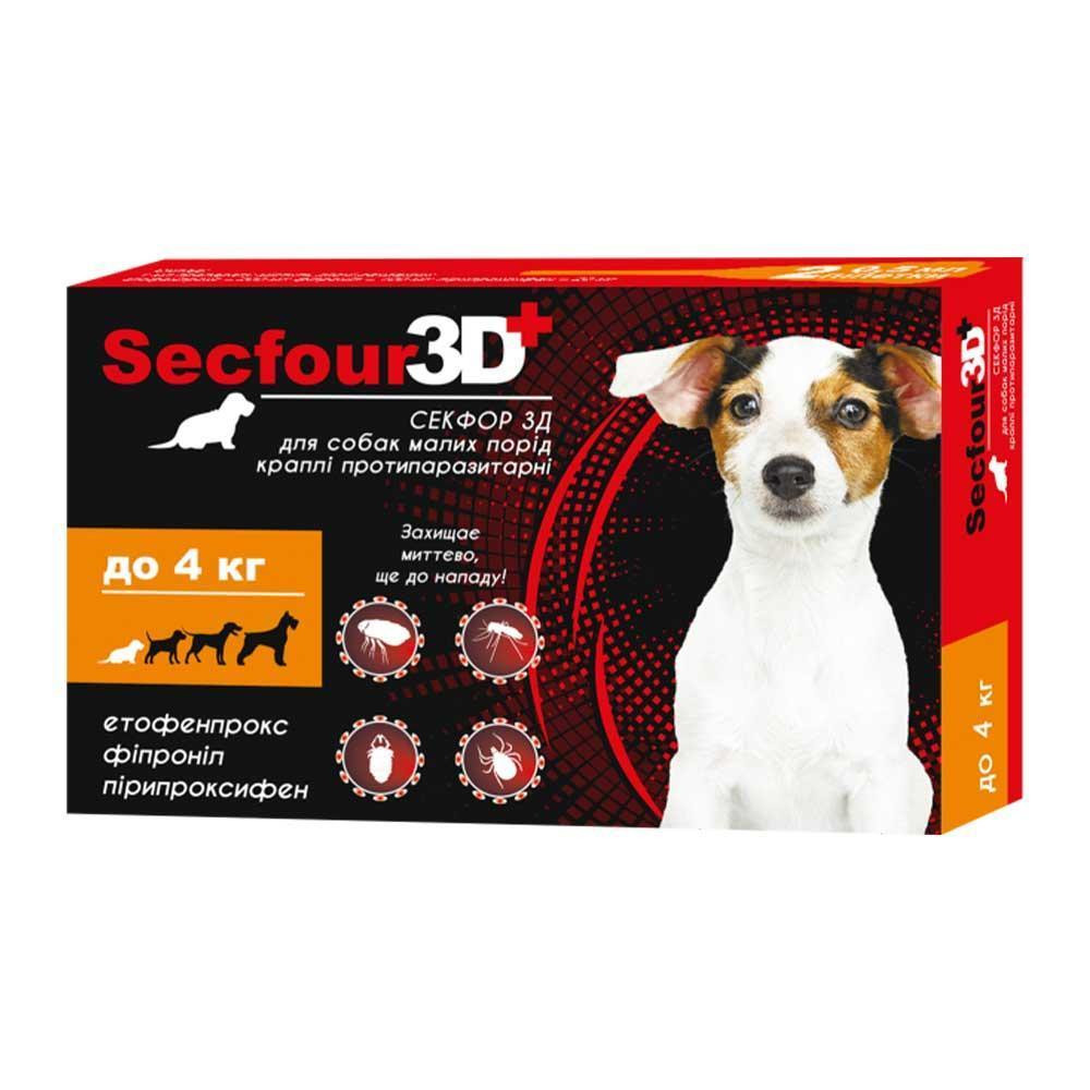 FIPROMAX Краплі протипаразитарні  Secfour 3D для собак, 0,5 мл, до 4 кг, 2 шт. (4820150207465) - зображення 1