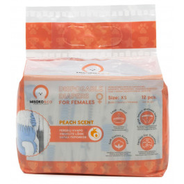MISOKO&CO Одноразові підгузки для собак-сук  з індикатором вологості та ароматом персика (цуценята) XS, 12 шт 