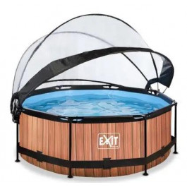 EXIT Wood Pool 244x76cm + dome, filter pump / brown (30.32.08.10)