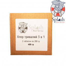 Splash Хлор 3 в 1 1 таблетка 400 гр, мульти таблетки хлору для тривалої дезінфекції води в басейні Спліш