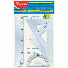 Maped Лінійка  набір ESSENTIALS Medium, 20см, 4 предмета, прозорий (MP.242820)