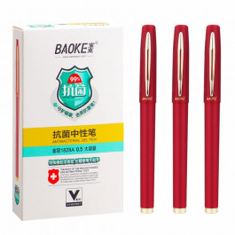 Baoke Ручка гелева  антибактеріальне покриття софт 0.5 мм, червона (PEN-BAO-1828A-R)