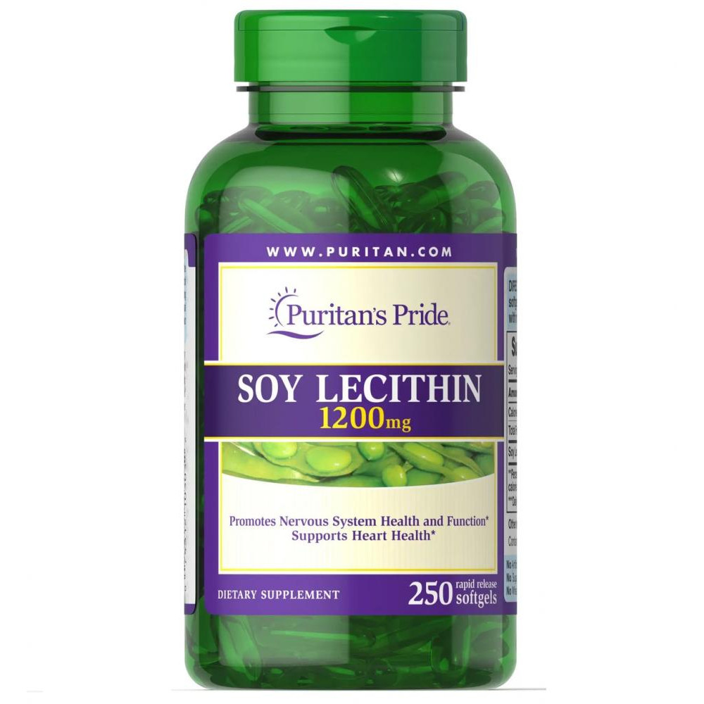 Puritan's Pride Лецитин из сои (Soy Lecithin), 1200 мг, 250 капсул (PTP10303) - зображення 1