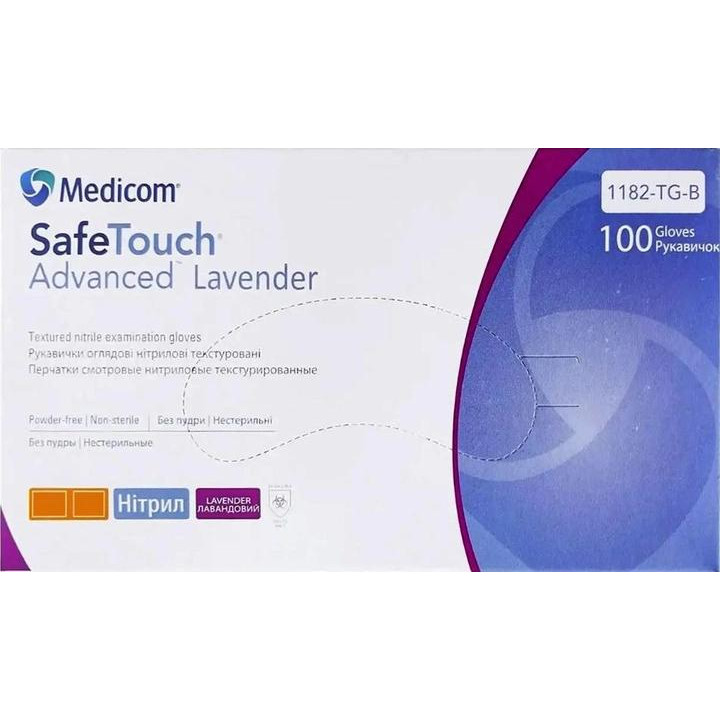 Medicom Рукавички оглядові нітрилові нестерильні, текстуровані  SafeTouch Advanced Lavender неопудрені 3.4 г - зображення 1