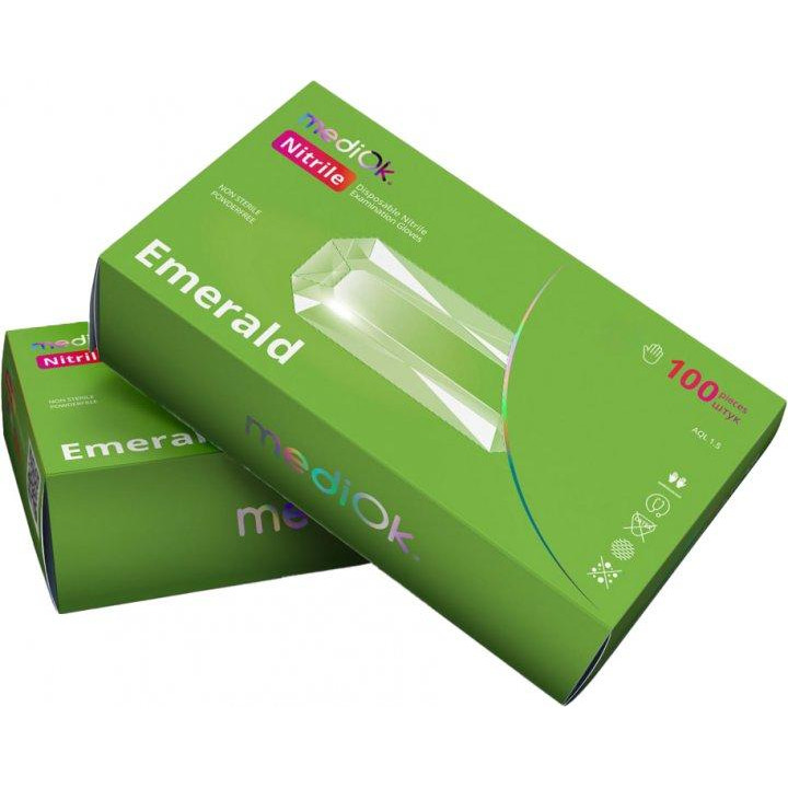 Mediok Рукавички нітрилові  Emerald Розмір M 100 шт Зелені (4044941731193) - зображення 1