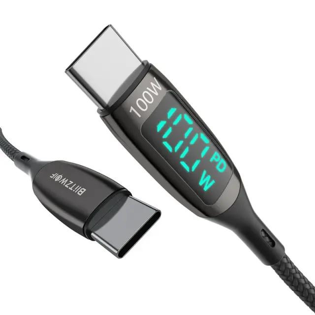BlitzWolf USB Type-C to Type-C 100W 1.8m Black (BW-TC23) - зображення 1