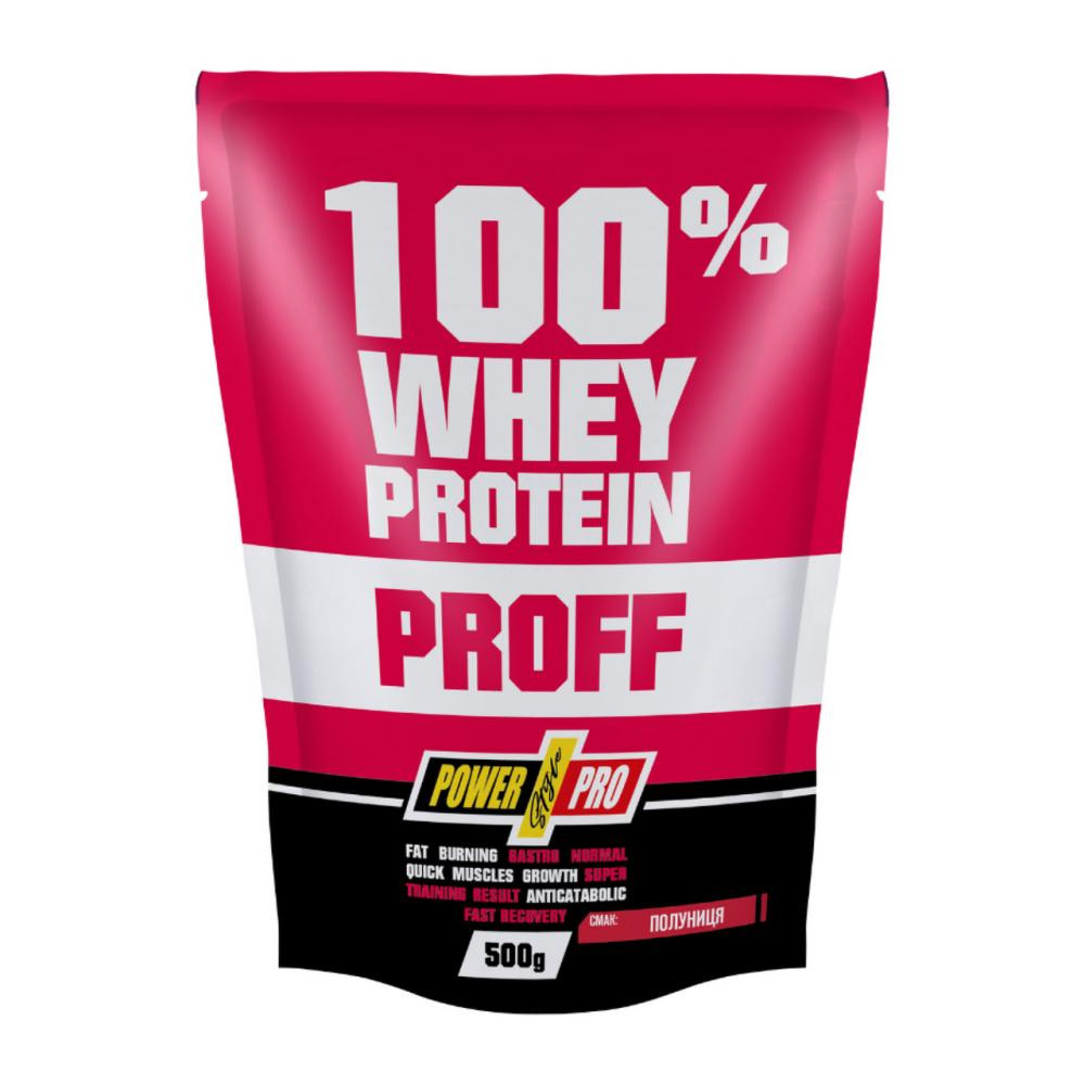 Power Pro 100% Whey Protein Proff 500 g /16 servings/ Полуниця - зображення 1