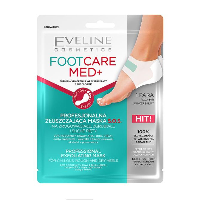 Eveline Відлущуюча експрес-маска для п'ят  Foot Care Med +, 1 шт., (DMASKHEEL) - зображення 1