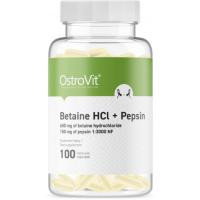 OstroVit Betaine HCl + Pepsin Гідрохлорид бетаїну + Пепсин 100 капсул