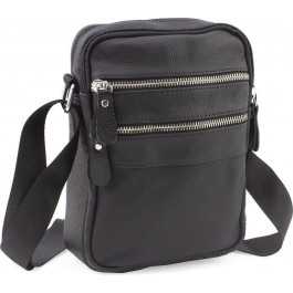 Leather Collection Чоловіча недорога шкіряна сумка-планшет чорного кольору на два відділи  (39243917)