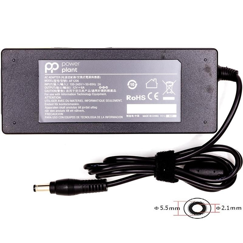 PowerPlant для ноутбуков 220V, 12V 72W 6A 5.5х2.1 мм (NA700608) - зображення 1