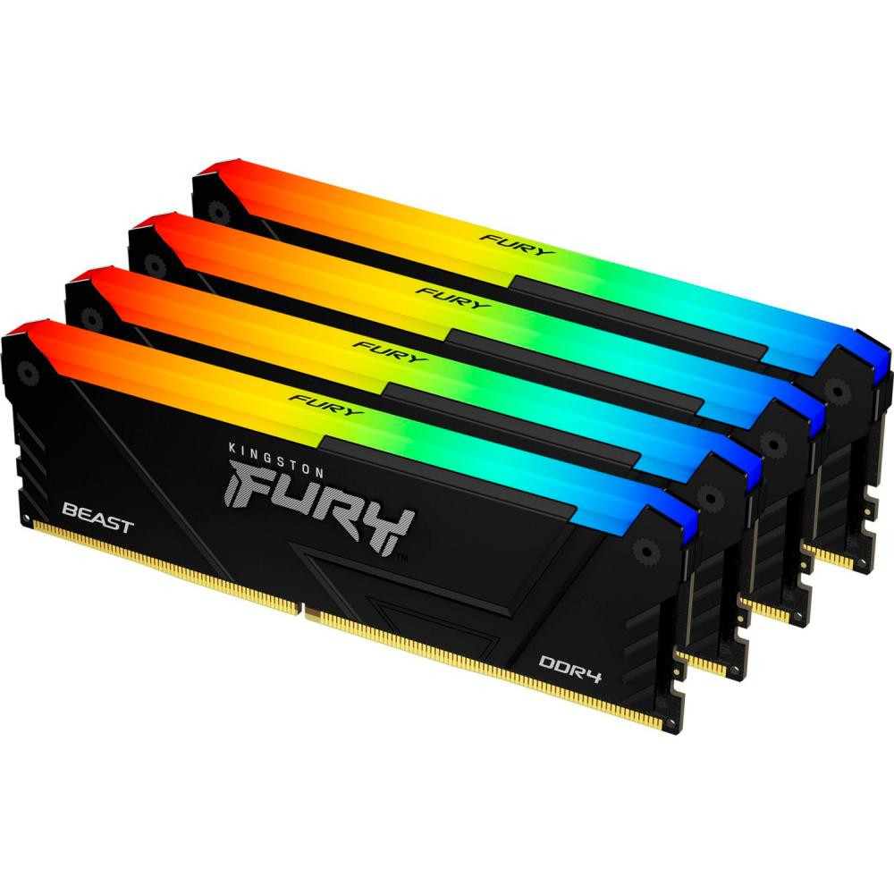 Kingston FURY 128 GB (4x32GB) DDR4 3600 MHz Beast RGB Black (KF436C18BB2AK4/128) - зображення 1