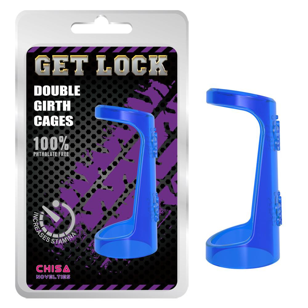 Chisa Novelties Эрекционное кольцо Chisa Get Lock Double Girth Cages, Blue (CH46500) - зображення 1