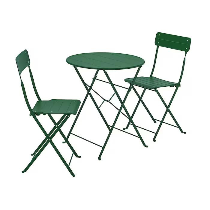 IKEA SUNDSO, 394.349.31, Стіл + 2 стільці, для вулиці, зелений, зелений - зображення 1