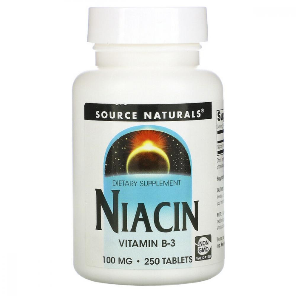 Source Naturals Ниацин (В3) Source Naturals 100 мг 250 таб (SN0502) - зображення 1