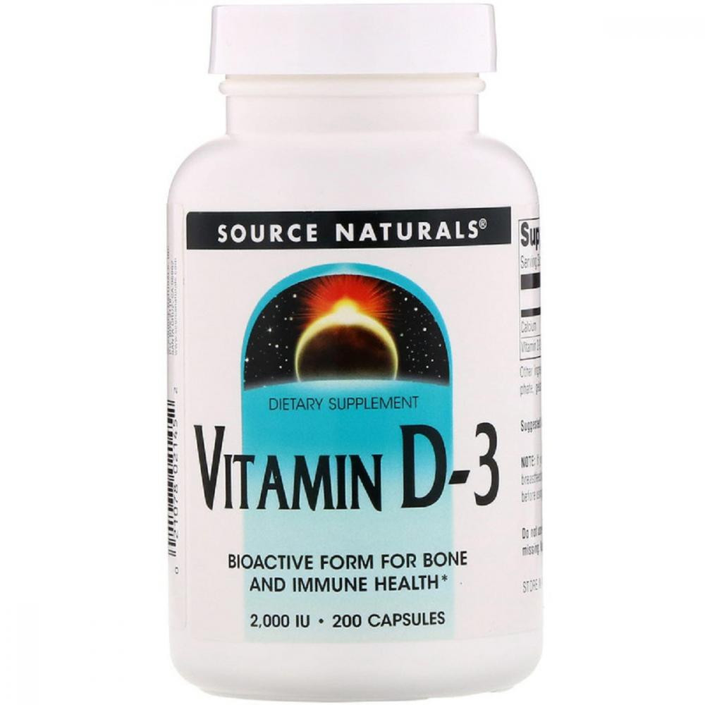 Source Naturals Витамин D-3 2000IU, Source Naturals, 200 капсул - зображення 1