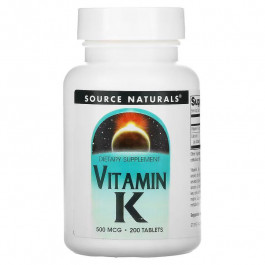 Source Naturals Vitamin K 500 mcg, 200 таблеток