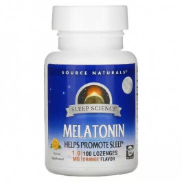 Source Naturals Melatonin 1mg Sleep Science, 100 леденцов Апельсин