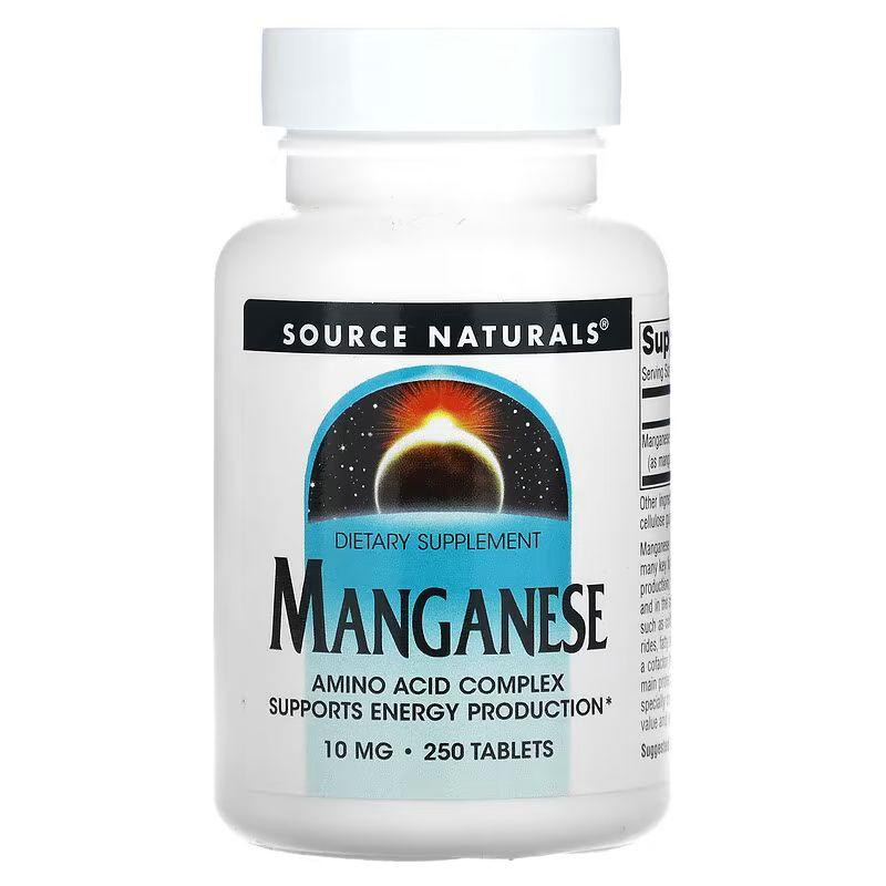 Source Naturals Марганец, Manganese, 10 мг, 250 таблеток - зображення 1