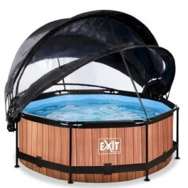 EXIT Wood Pool 244x76cm + dome, shade sail, filter pump / brown (30.36.08.10)