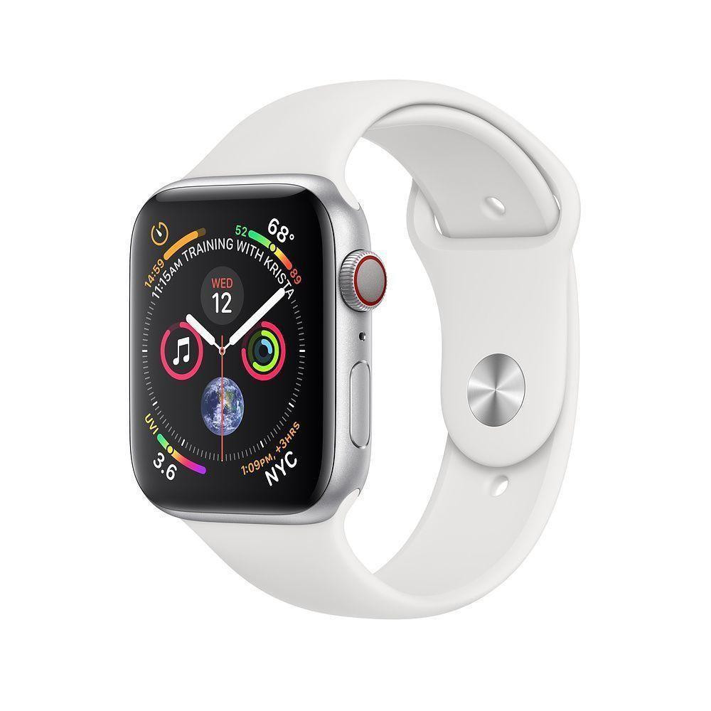 Apple Watch Series 4 GPS + LTE 44mm Aluminum Case w. White Sport B. (MTUU2) - зображення 1