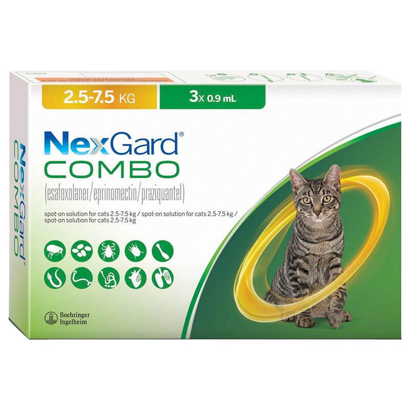 NexGard Combo Краплі протипаразитарні на холку від бліх кліщів гельмінтів для котів 2,5-7,5 кг 1 піп (169803 - зображення 1