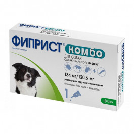 KRKA Fiprist Combo - капли от клещей Фиприст Комбо для собак Вес 10 - 20 кг 1 пипетка