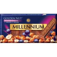 Millennium Шоколад  Golden Nut молочний з лісовими горіхами та родзинками 100 г (4820005192946)