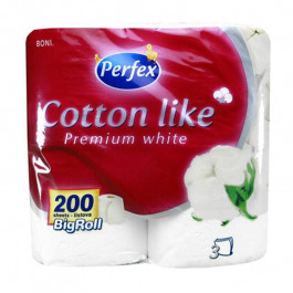 Perfex Туалетний папір  Cotton Like Premium White 3 шари 4 рулони (8606102287329)