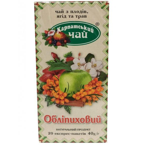 Карпатський чай Чай трав'яний  пакетований Обліпиха 20 шт. 40 г (4820024213103) - зображення 1