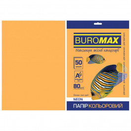 BuroMax А4, 80г/м2, NEON, оранжевый, 50 листов (BM.2721550-11)