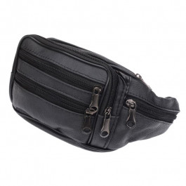 Borsa Leather Мужская поясная сумка  черная (1t166m-black)