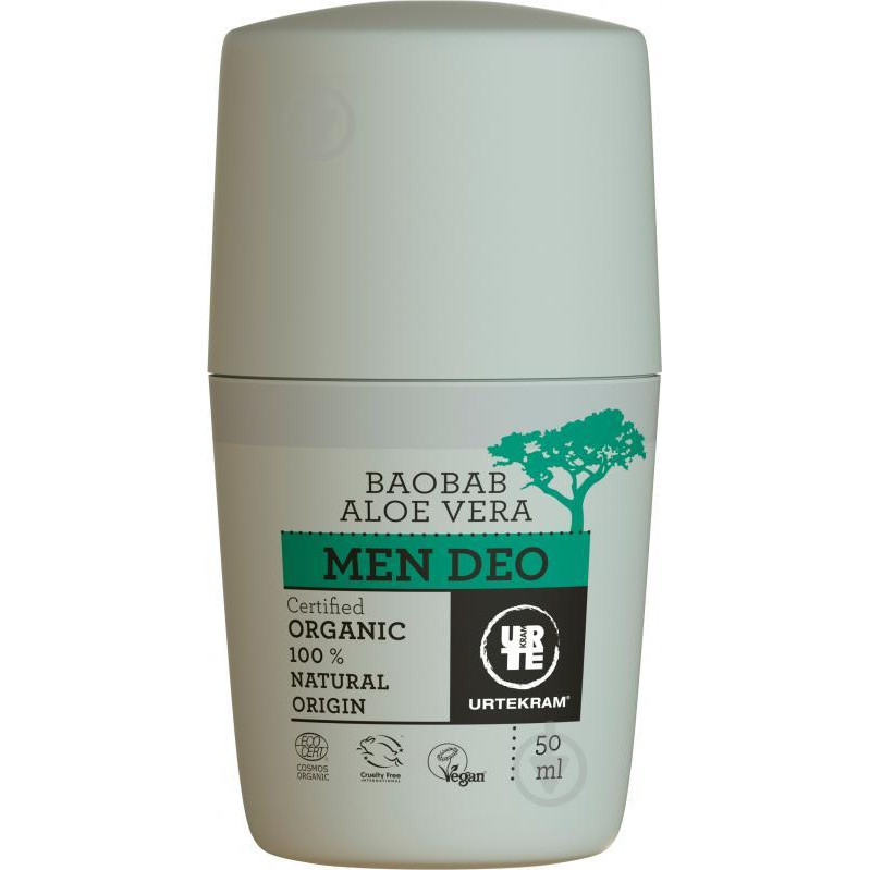 URTEKRAM Aloe Vera Baobab Man Deo 50 ml Органический крем-дезодорант Баобаб и Алоэ вера (5765228836637) - зображення 1