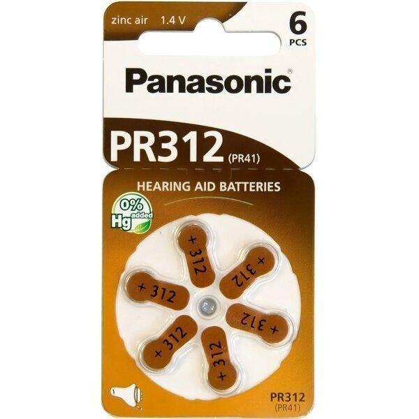 Panasonic PR312 / PR41 bat(1.4B) Zinc Air 6шт (PR-312/6LB) - зображення 1