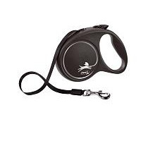 Flexi повідець-рулетка для дрібних порід собак Black Design стрічка S (5 м; до 15 кг) Чорний (FU1