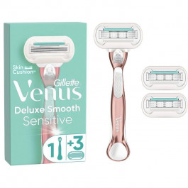 Venus Станок для гоління Gillette  Extra Smooth Sensitive Rose gold з 3 змінними касетами