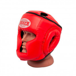 Boxer Sport Line Шлем тренировочный каратэ Элит кожа, красный (2033-01R)