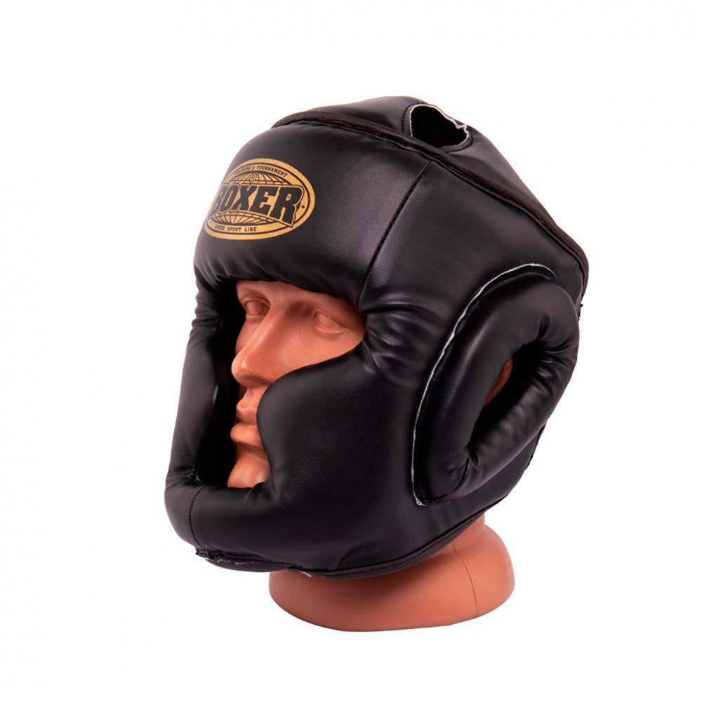 Boxer Sport Line Шлем тренировочный каратэ Элит кожвинил, черный (2036-01BLK) - зображення 1