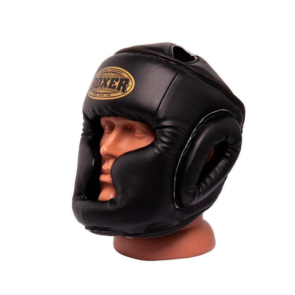 Boxer Sport Line Шлем тренировочный каратэ Элит кожа, черный (2033-01BLK) - зображення 1