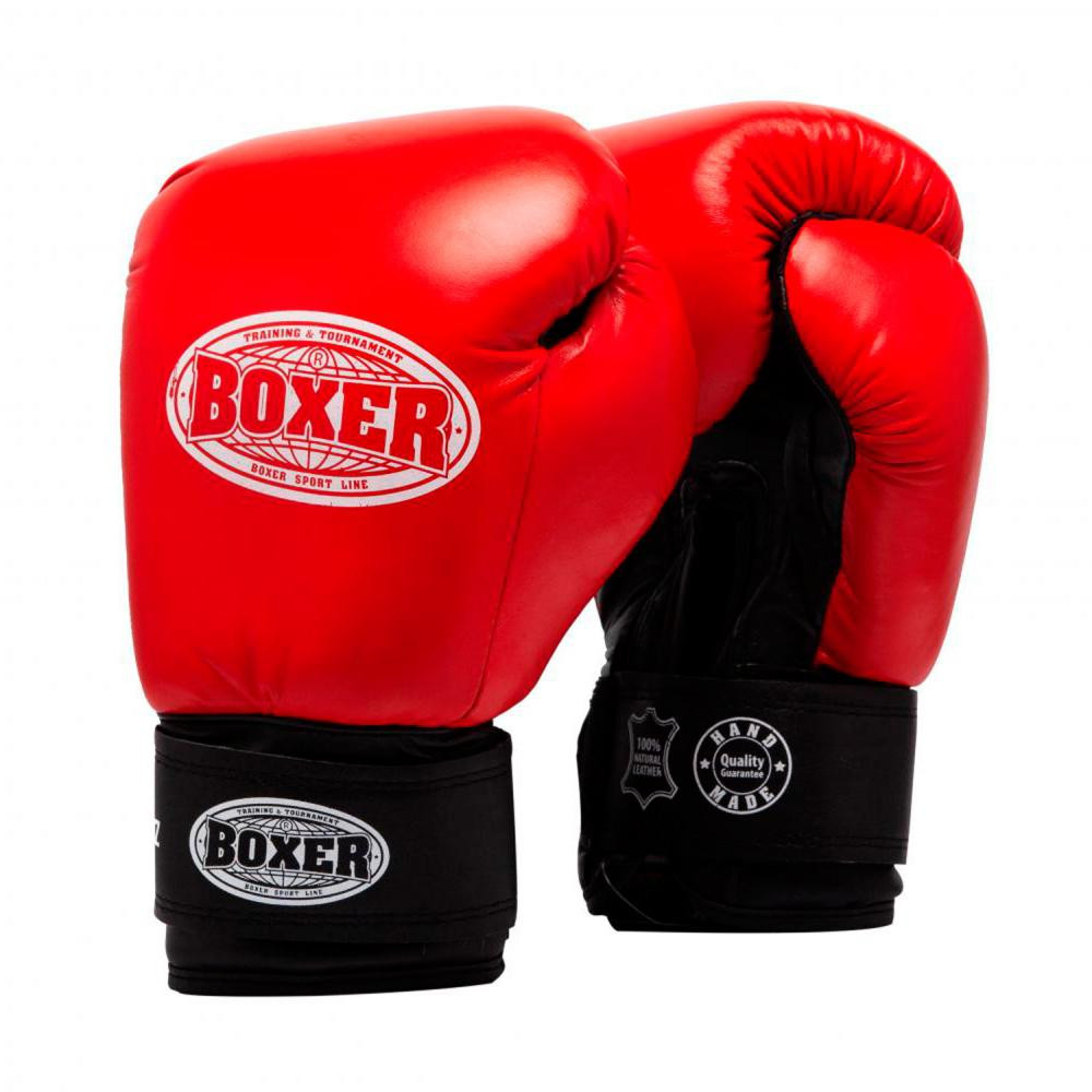 Boxer Sport Line Боксерские перчатки 8oz, кожа, красный (2023-03R) - зображення 1