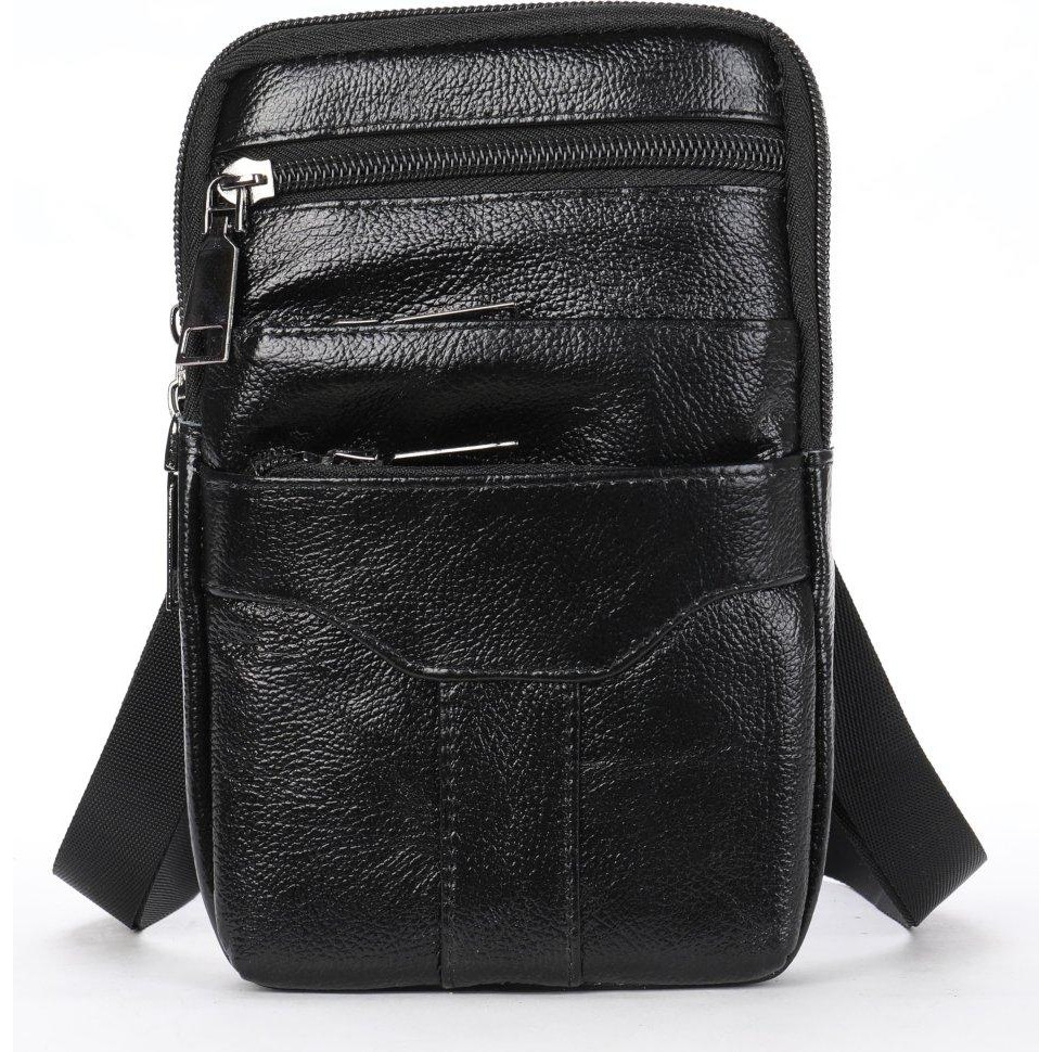 Vintage Вінтажна чорна шкіряна сумка на талії 20359 - зображення 1
