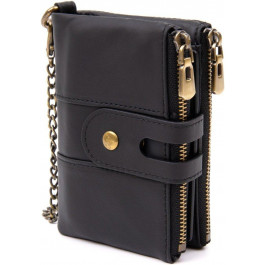 Vintage Невеликий чорний гаманець із натуральної шкіри з ланцюжком  2420437