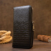 Vintage Мужской кошелек-клатч из натуральной кожи черного цвета под рептилию  (20438) - зображення 5