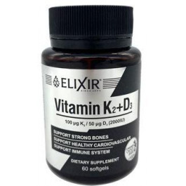 Эликсир Вітамін  D3+K2 300 мг 60 капсул (4820071331416)