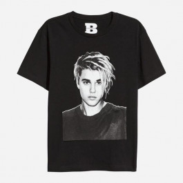   H&M Футболка жіноча  0588820_Team.Bieber_03 XS Чорна (KZ2000001186381)