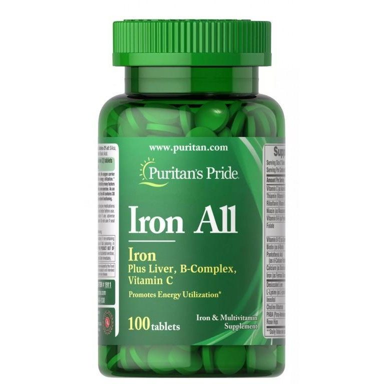 Puritan's Pride Puritan's Pride Iron All 100 Tablets, отдельный витамин - зображення 1