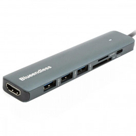 PowerPlant USB Type-C to HDMI 3xUSB Type-A SD TF USB Type-C PD100W (CA913848)